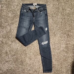 PAIGE Distressed Verdungo Dark Blue Skinny Jeans